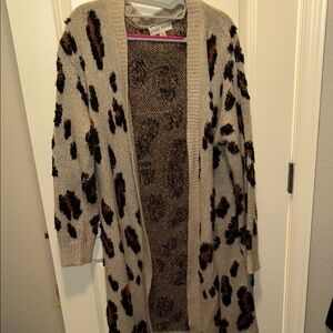 Knox Rose Animal Print Cardigan - Cream and Brown